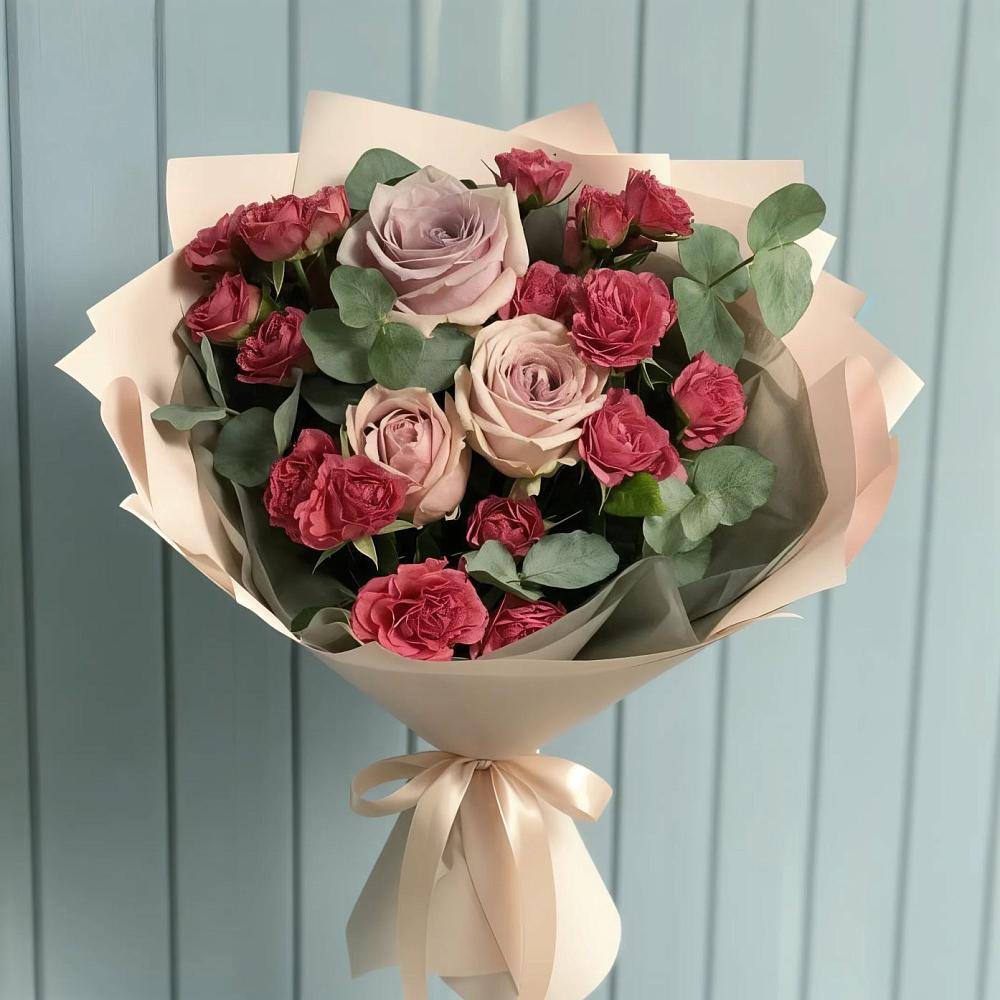 Букет цветов из: Гвоздики и Розы в Ленинградской