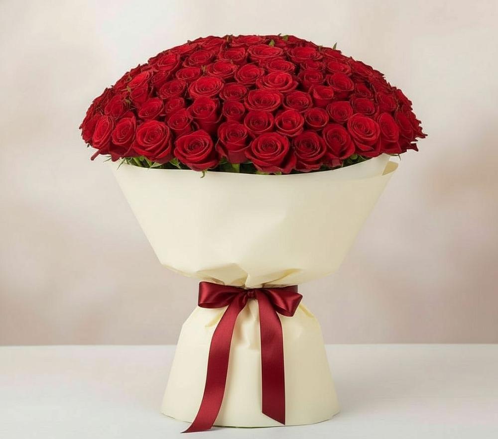 Букет 101 Красная роза Милано в Ленинградской