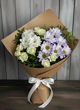 Букет цветов из:  Хризантемы и Розы в Ленинградской