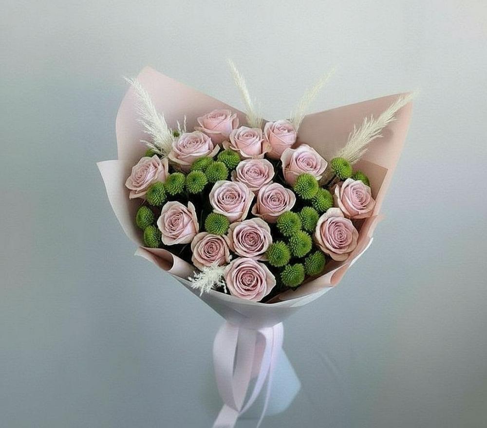 Букет цветов из: Розы и Хризантемы в Ленинградской