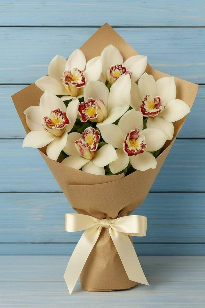 Букет цветов из: Орхидеи и Розы в Ленинградской